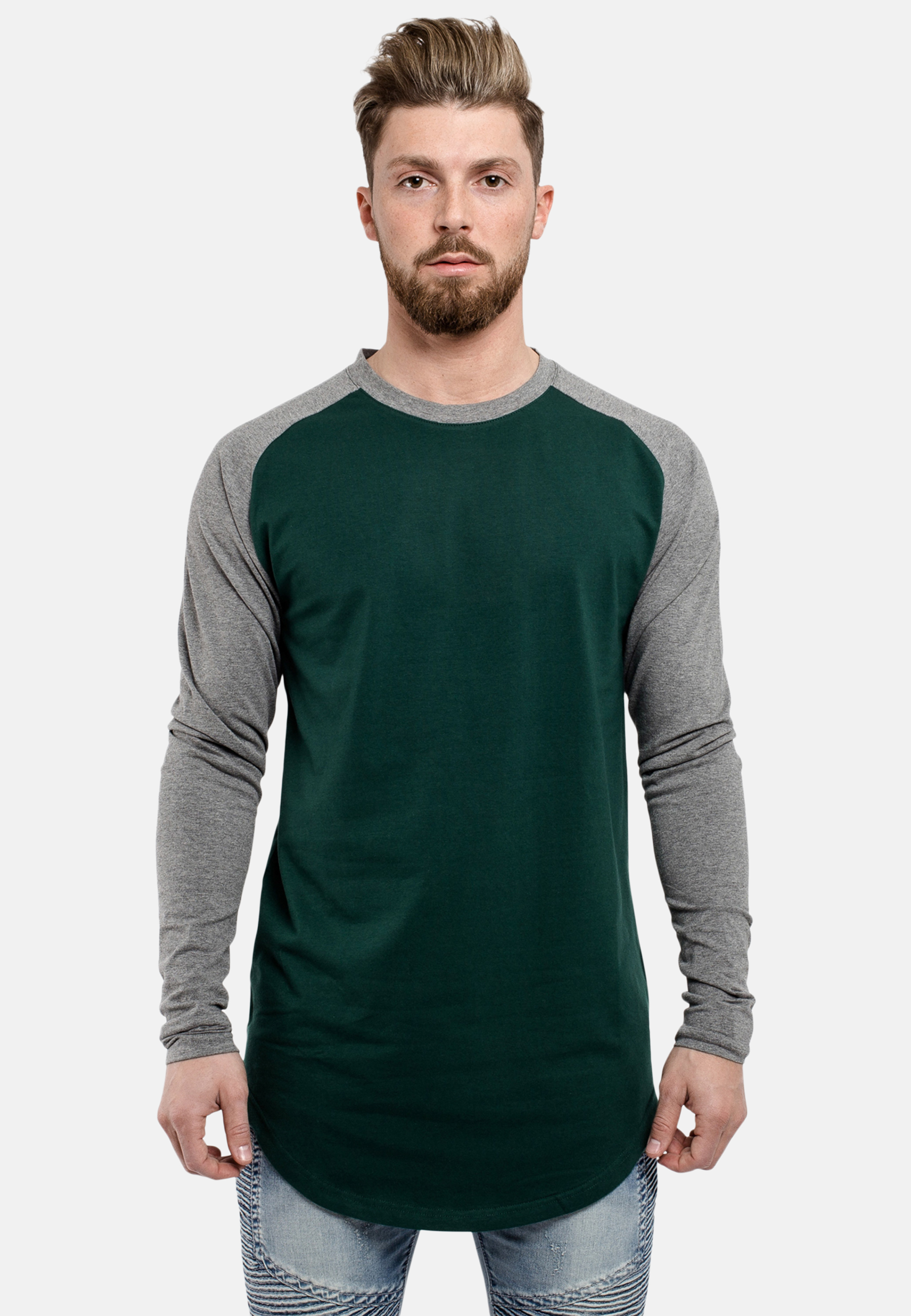 spiraal converteerbaar Malaise Longline Baseball T-Shirt Green Grey - Blackskies Online Shop | Blackskies