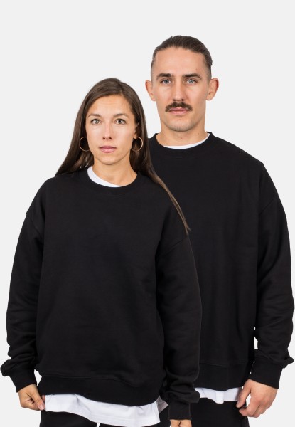 Oversized Heavyweight Crewneck Sweater - Black