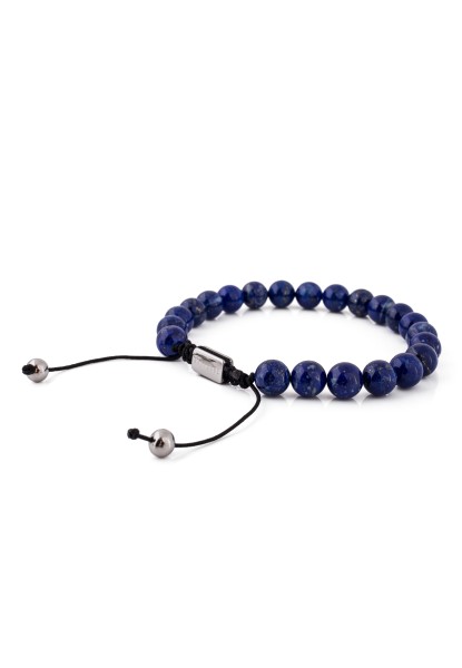 Venatio Beaded Bracelet Silver-Lapis Blue