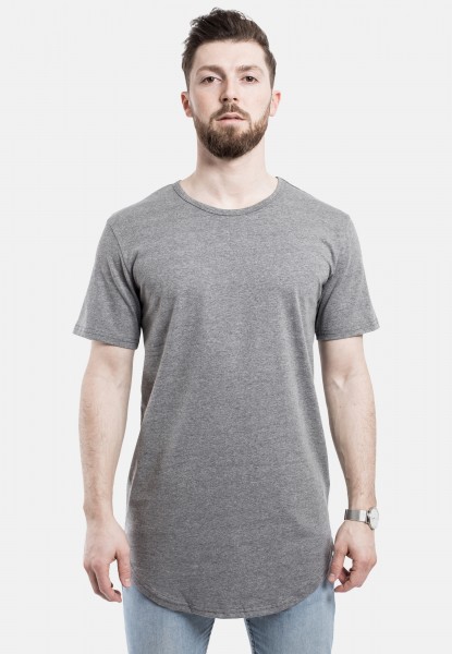 Round Longshirt T-Shirt Silbergrau