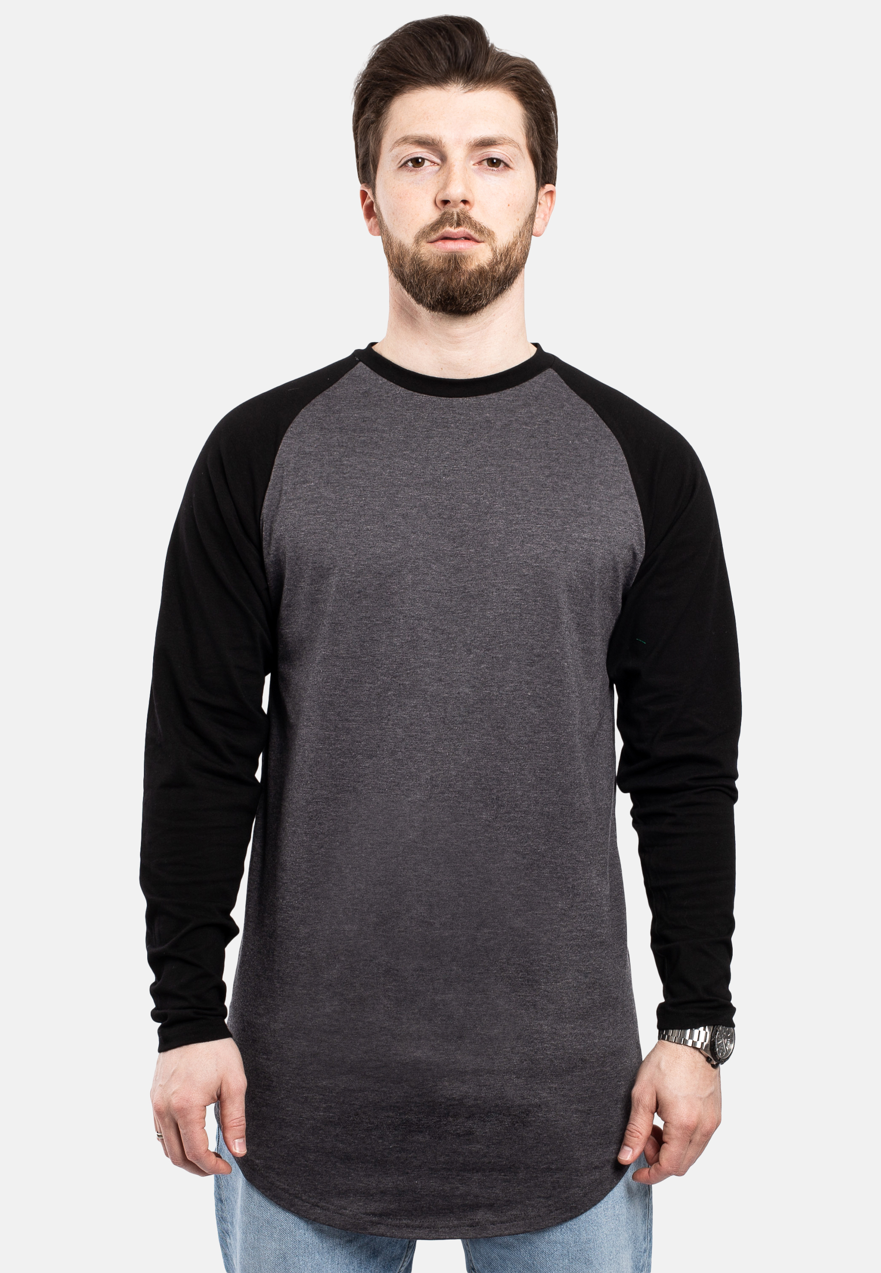 Longline Baseball TShirt Black Grey Blackskies Online Shop Blackskies