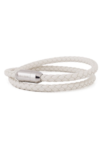 Suprema Leather Bracelet Silver - White