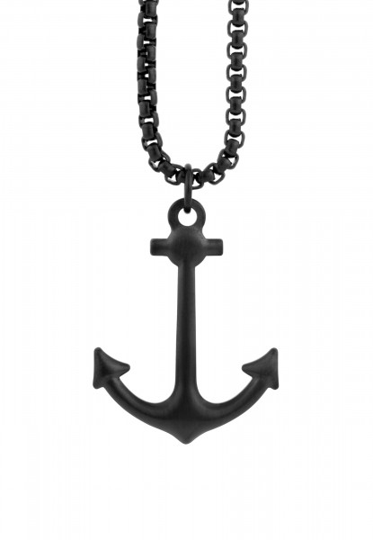 Portus Anchor Pendant / Necklace Matte Black 70 cm