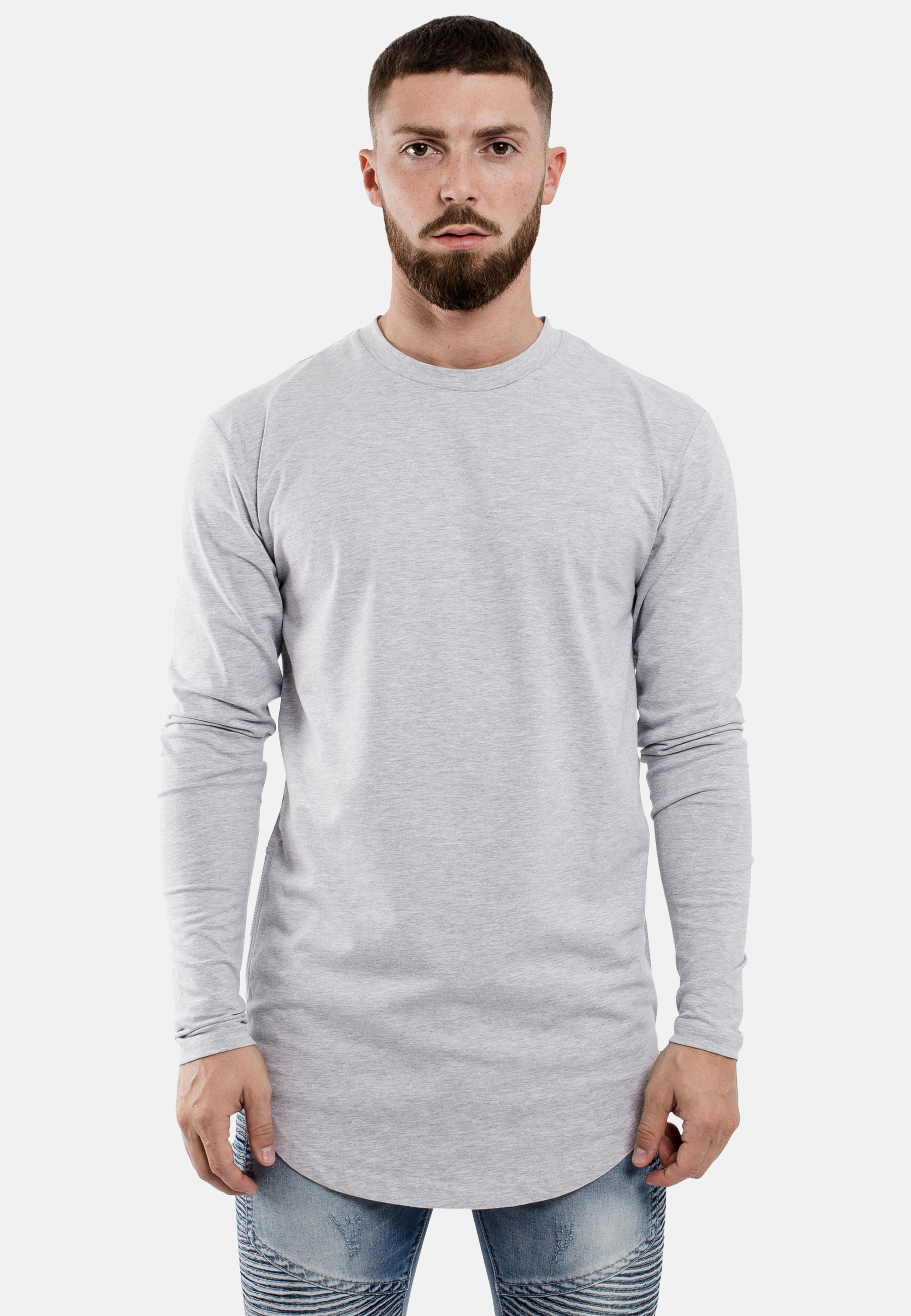 Side Zip Long Sleeve Longline T-Shirt Ash Grey - Blackskies Online Shop ...