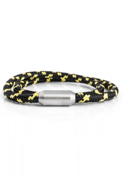 Mare Nylon Bracelet Matte Silver - Black-Yellow