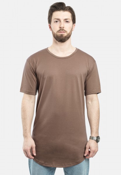 Round Longline T-Shirt Brown