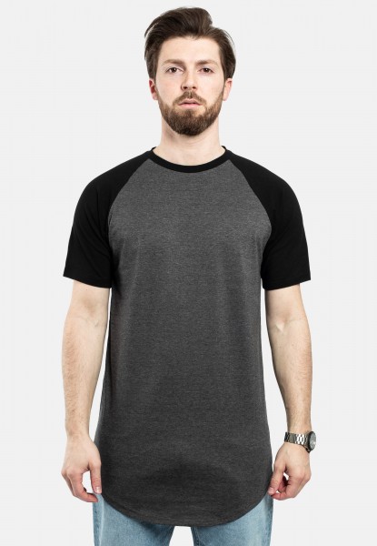 Camiseta redonda de béisbol de manga corta Carbón-Negro