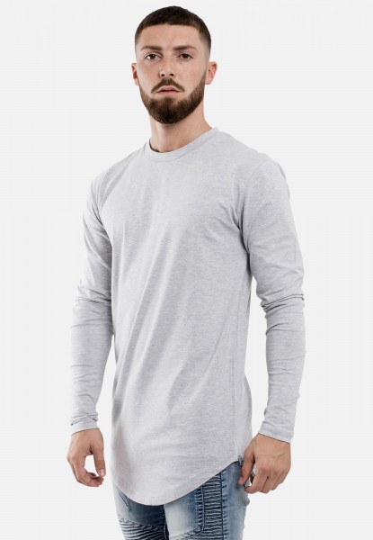 Side Zip Long Sleeve Longline T-Shirt Ash Grey - Blackskies Online Shop ...