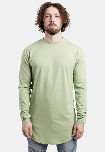 Side Zip Long Sleeve Longline T-Shirt Sage Green