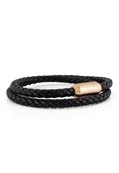 Suprema Leder Armband Gold - Schwarz