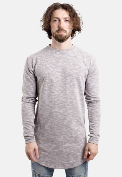 Sudadera Redonda de Manga Larga Gris Melange