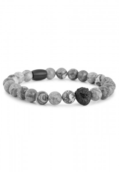 Bracelet Regis en perles noir mat - Pierre de carte grise