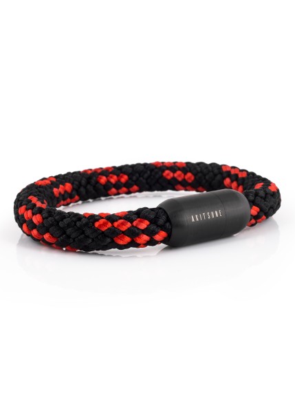 Portus Nautical Rope Bracelet Matte Black - Black-Red