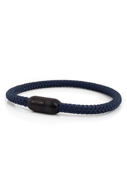 Bracelet Silvus en nylon - Noir mat - Bleu marine