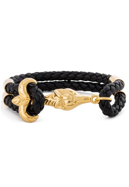 Vulpes Leder Armband Gold - Schwarz