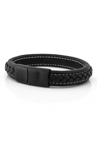 Fides Leather Bracelet Matte Black - Black