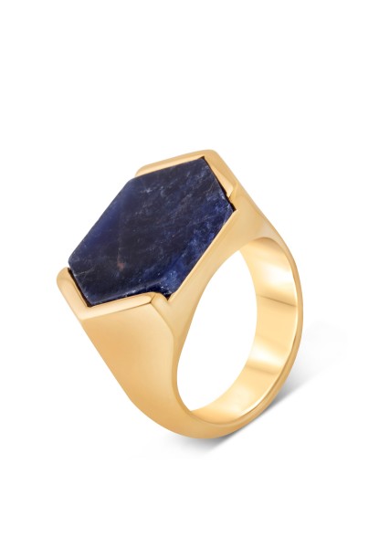 Abyss Ring Gold - Blue Achat
