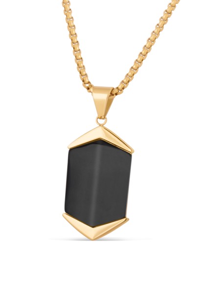 Abyss Pendant / Necklace Gold - Black 70 cm