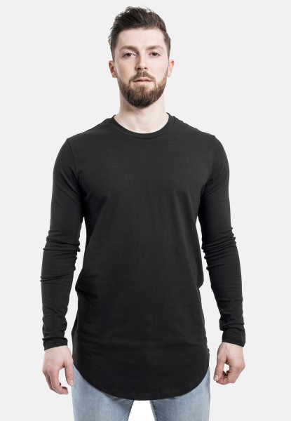Side Zip Long Sleeve Longline T-Shirt Black