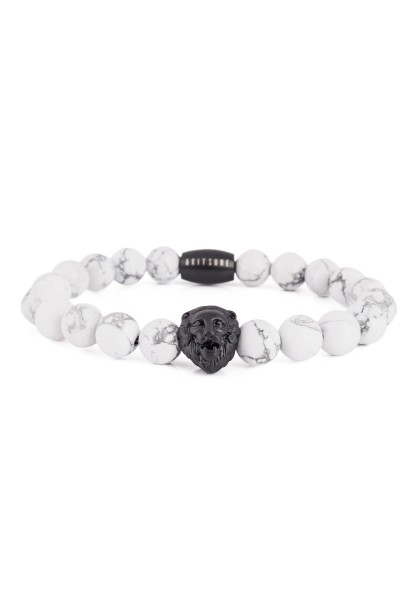 Regis Beaded Bracelet Matte Black - White Turquoise