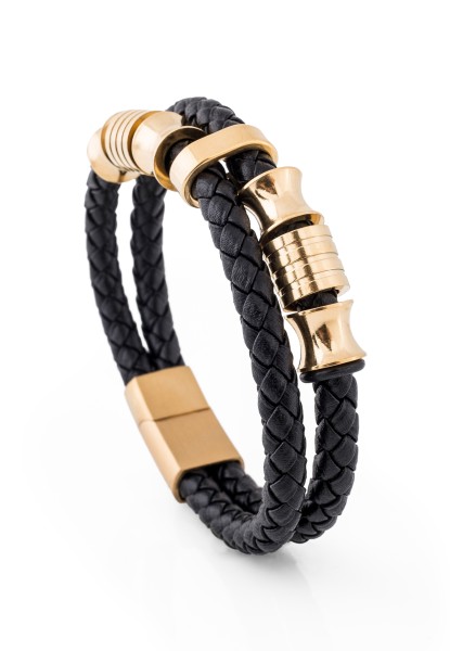 Gracilitas Leder Armband Gold - Schwarz