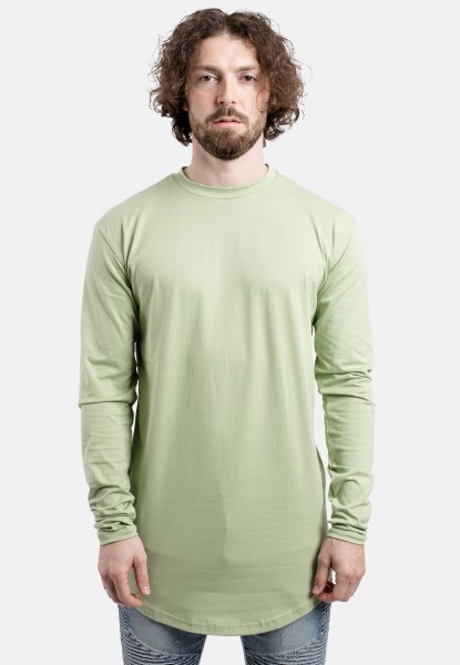 Camiseta redonda de manga larga verde salvia