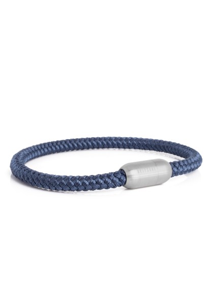 Bracelet en Nylon Silvus - Argent Mat - Bleu Marine