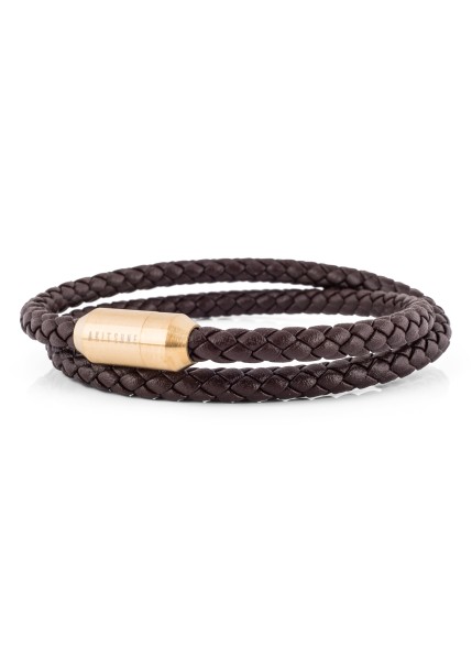 Suprema Leather Bracelet Gold - Brown