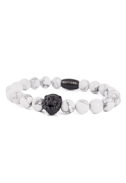 Regis - Bracelet de perles noir mat - Turquoise blanc