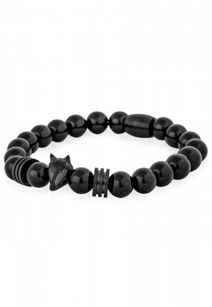 Bracelet de perles d'obsidienne noir mat - Noir