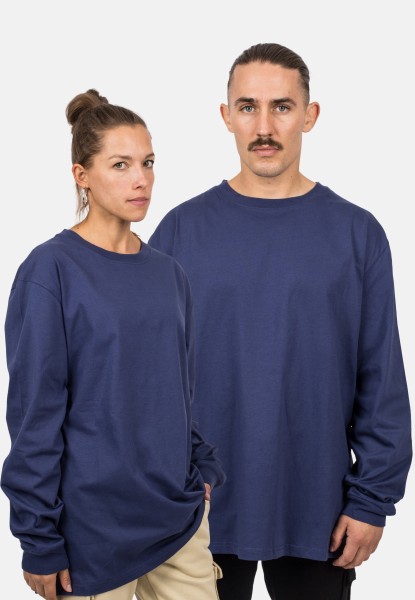 Oversized Long Sleeve Shirt - Navy Blue