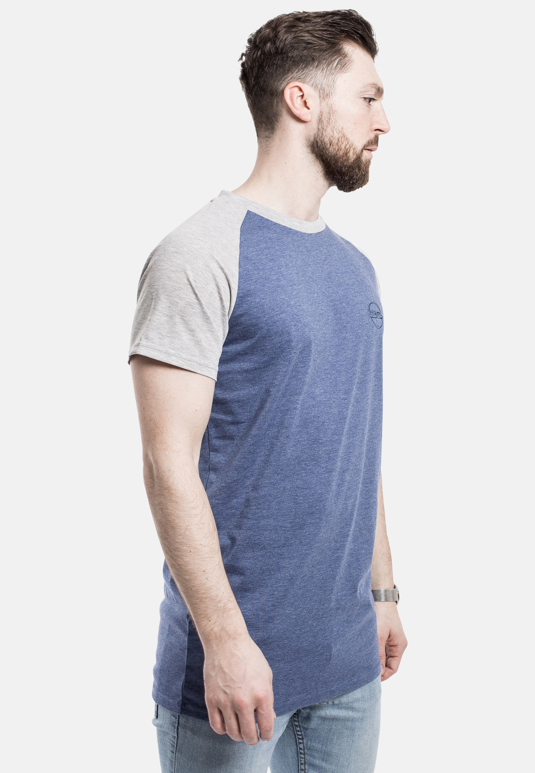 Regular Baseball Raglan Short Sleeve TShirt BlueGrey Blackskies