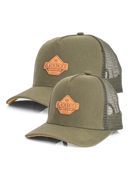 Essentials Trucker Cap Set of 2 - Adult-Child - Olive-Brown