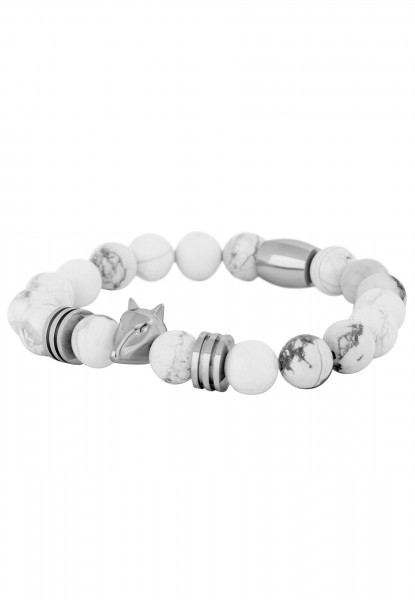 Obsidius Beaded Bracelet Silver - White