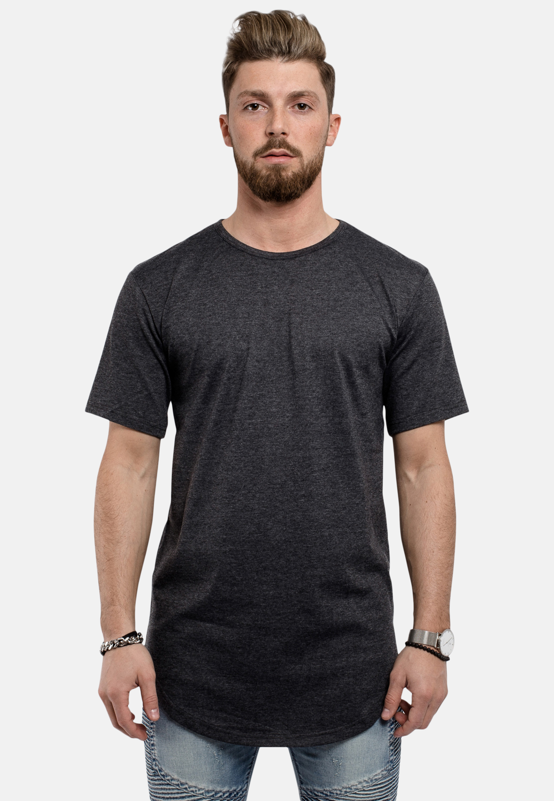 Round Longline T-Shirt Charcoal - Blackskies Online Shop | Blackskies