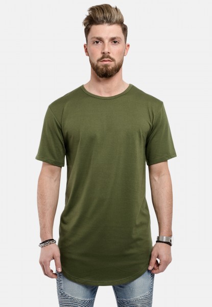 Round Longshirt T-Shirt Olive