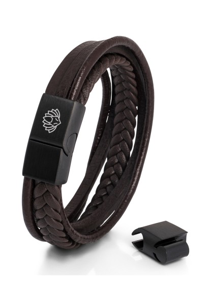 Bracelet Pax Noir mat - Marron
