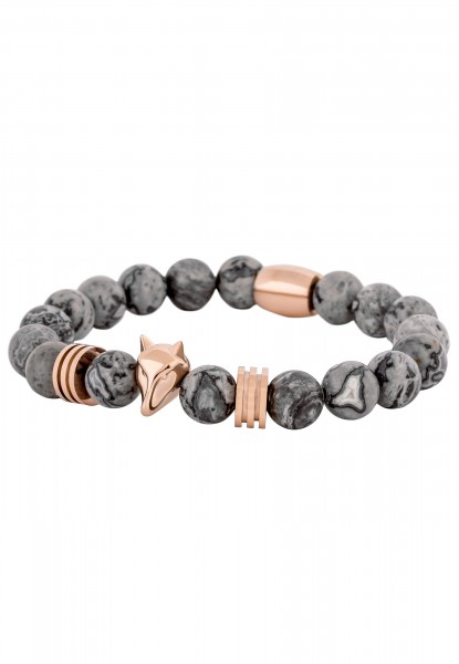 Bracelet de perles d'obsidienne or rose - Gris