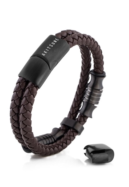 Pulsera de cuero Gracilitas Negro Mate - Marrón