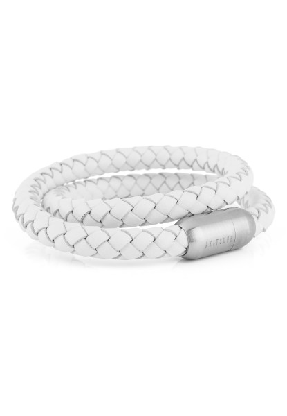 Navis Leather Bracelet Silver-White