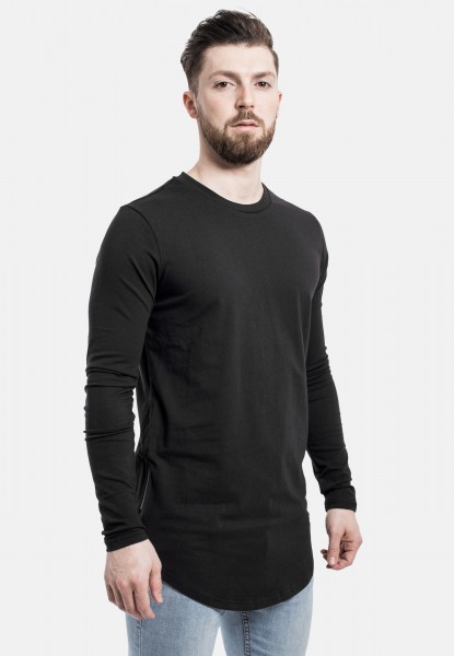 Side Zip Long Sleeve Longline T-Shirt Black - Blackskies Online Shop ...