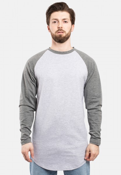 Longline Baseball T-Shirt Ash Grey-Silver Grey
