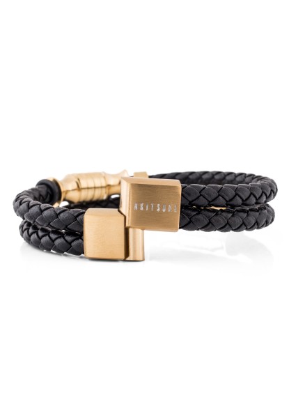 Gracilitas Leather Bracelet Gold - Black