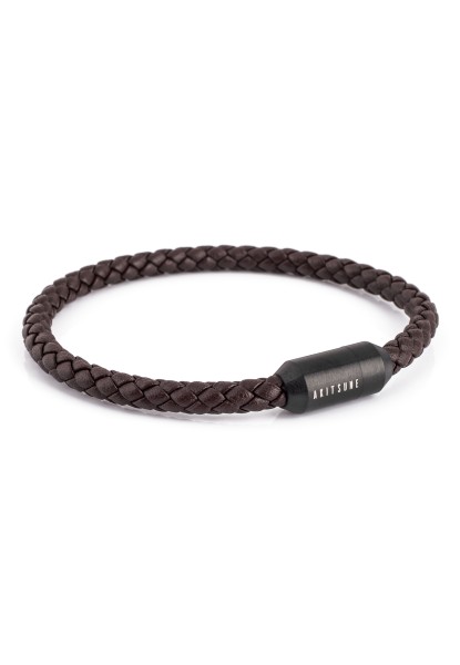 Bracelet en cuir Silvus noir mat - marron