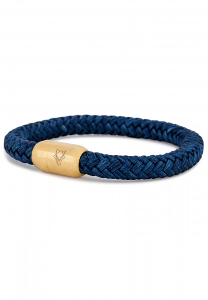 Portus Nautical Rope Bracelet Matte Gold - Navyblue