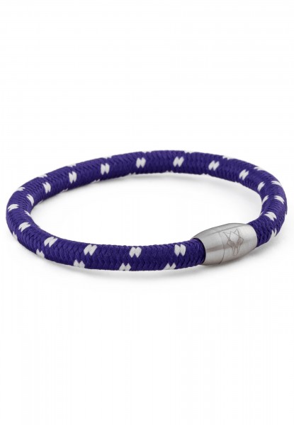 Silva Nylon Bracelet - Matte Silver - Purple-White