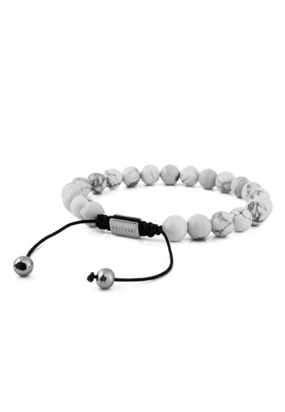 Bracelet de perles Venatio Argent-Howlith Blanc