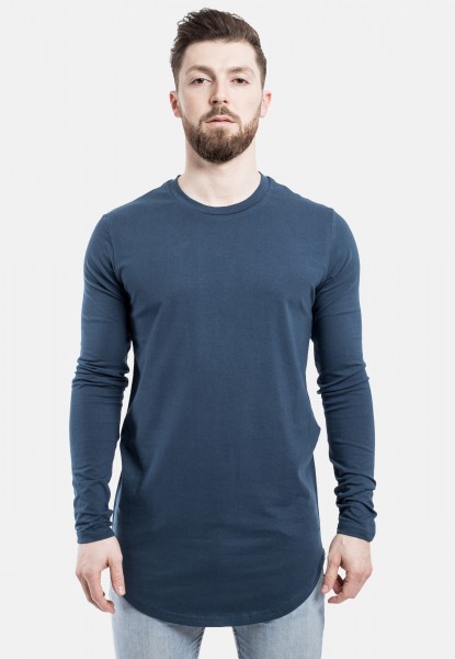 Side Zip Long Sleeve Longline T-Shirt Teal