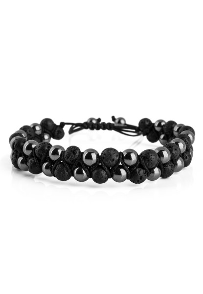 Sensei Beaded Bracelet - Hematite + Lava stone