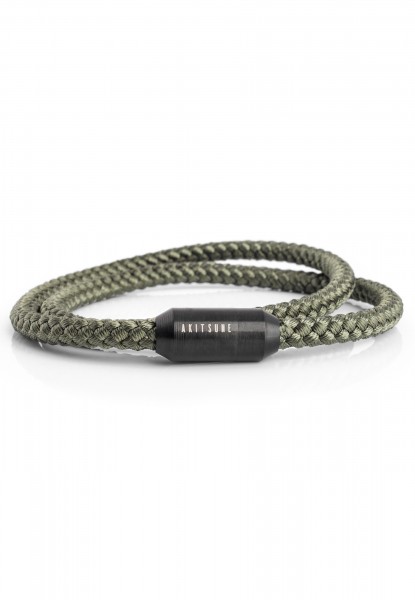 Bracelet de nylon de jument noir mat - olive